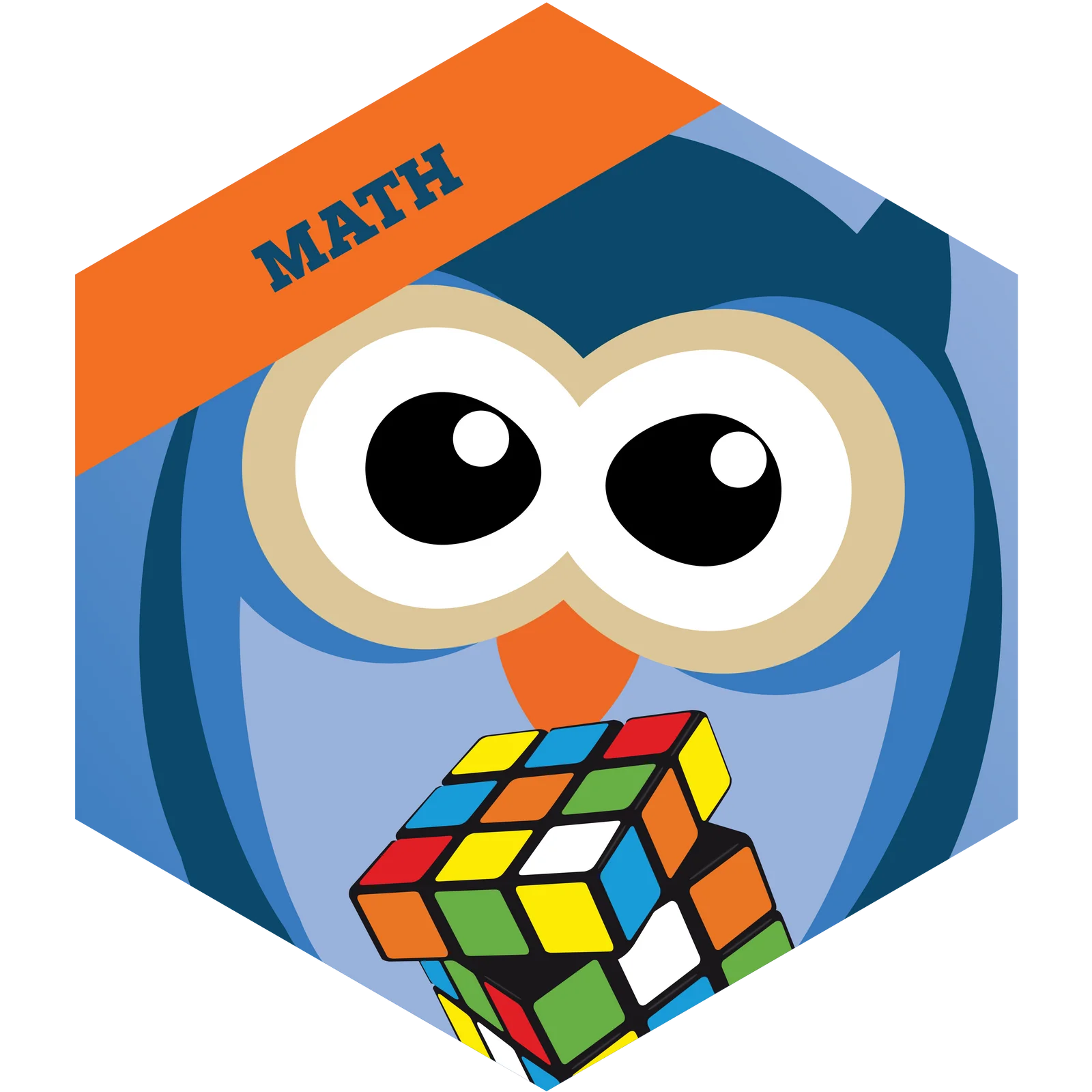 Adorable Nerdy Owl Solving Rubik's Cube Math Clipart Illustration