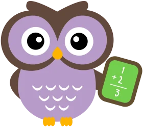 Adorable Purple Owl Holding Fraction Math Problem Clipart for Learning