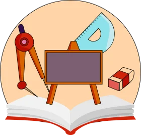 Educational Mathematical Tools Clipart: Drawing Compass and Learning Essentials