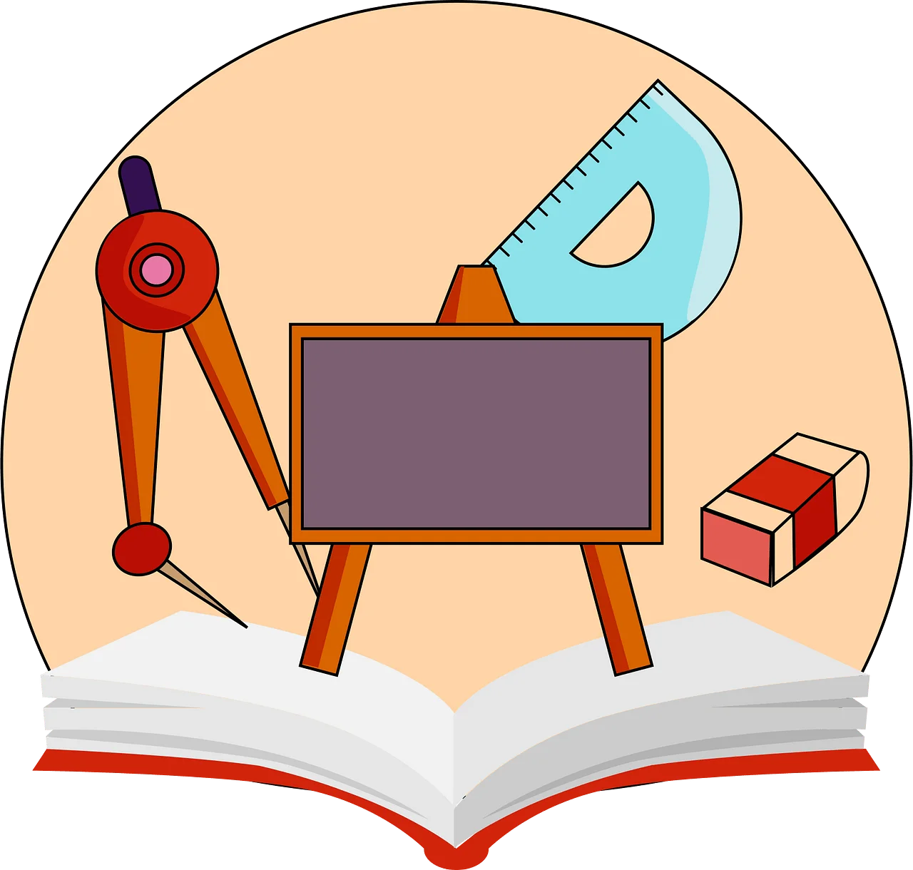 Educational Mathematical Tools Clipart: Drawing Compass and Learning Essentials