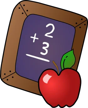 Elementary Math Addition Clipart with Charming Apple and Chalkboard