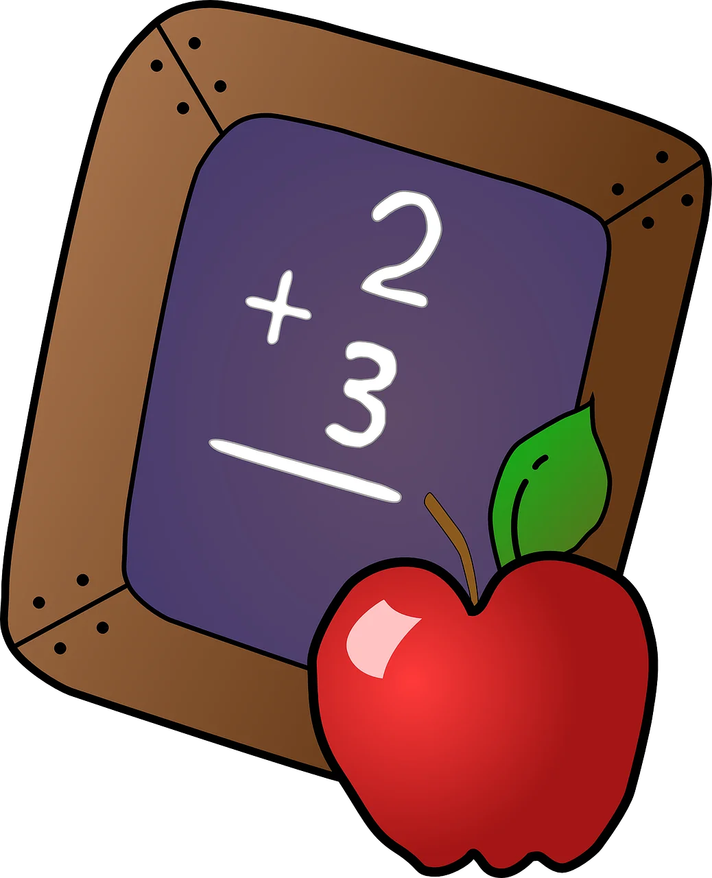 Elementary Math Addition Clipart with Charming Apple and Chalkboard