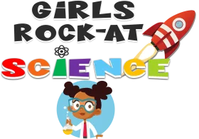 Girls Rock at Science: Empowering Educational Cartoon Clipart Illustration