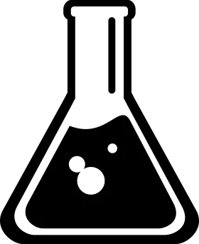 Laboratory Erlenmeyer Flask Science Clipart Icon with Liquid Bubbles