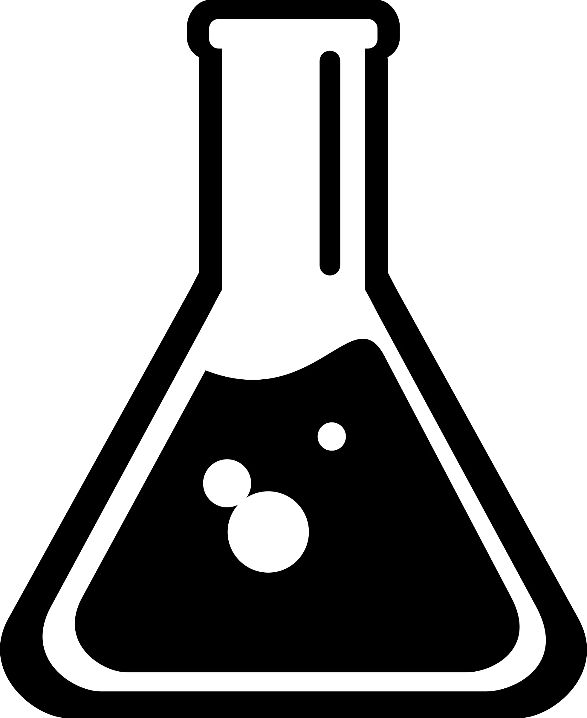 Laboratory Erlenmeyer Flask Science Clipart Icon with Liquid Bubbles