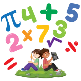 Playful Mathematics Clipart: Young Learners Exploring Numbers and Symbols