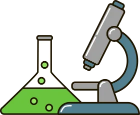 Scientific Laboratory Equipment Clipart Illustration of Microscope and Beaker
