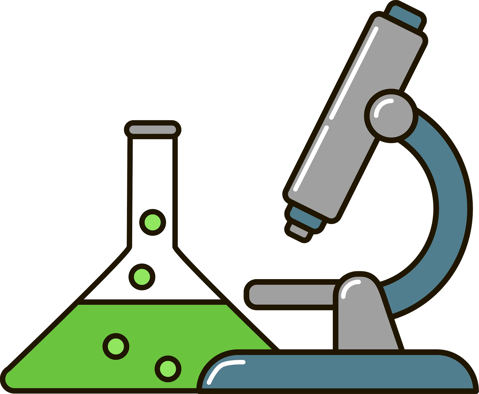 Scientific Laboratory Equipment Clipart Illustration of Microscope and Beaker