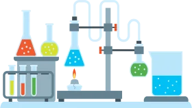 Scientific Laboratory Experiment Clipart - Chemical Research Illustration