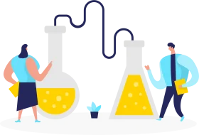 Scientific Laboratory Experiment Collaboration Clipart Illustration Design