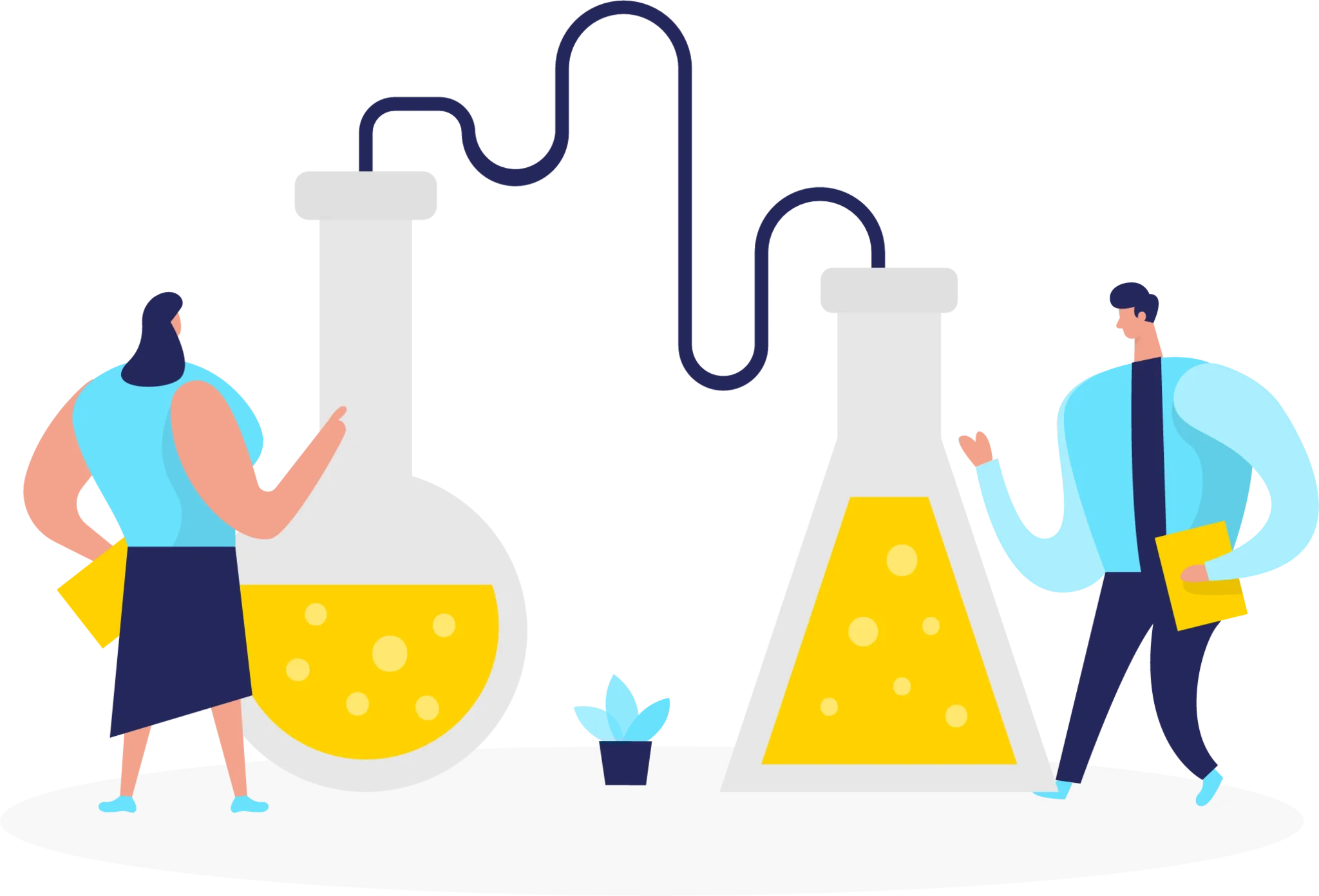 Scientific Laboratory Experiment Collaboration Clipart Illustration Design