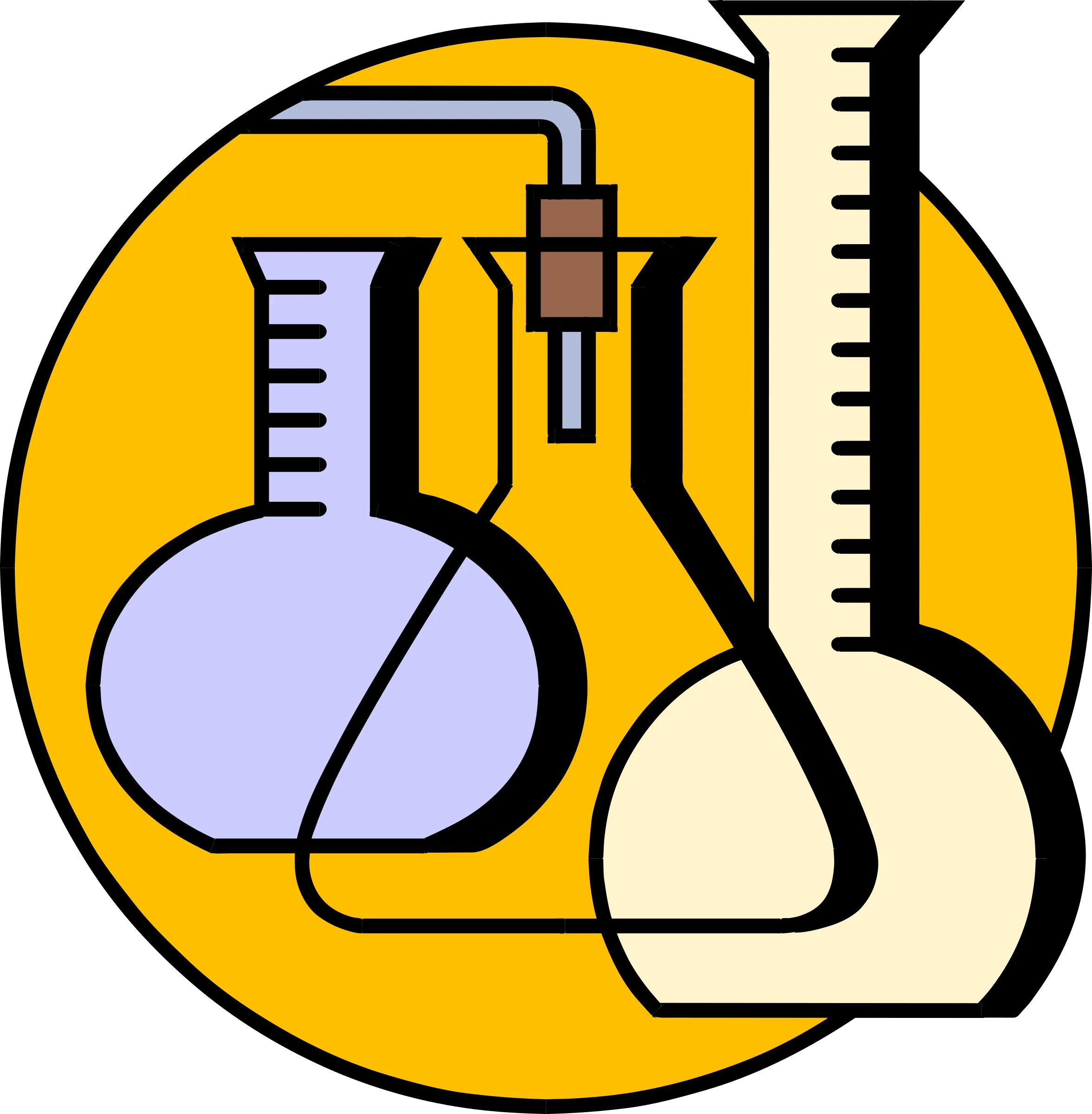 Scientific Laboratory Glassware Clipart Design with Stylized Chemical Vessels