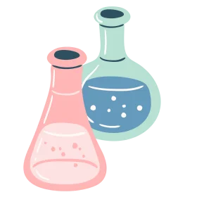 Scientific Laboratory Glassware Clipart - Pastel Erlenmeyer Flasks with Bubbling Liquids