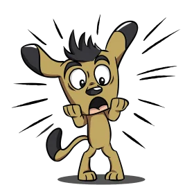Startled Cartoon Dog Clipart: Shocked Puppy with Spike Fur and Wide Eyes