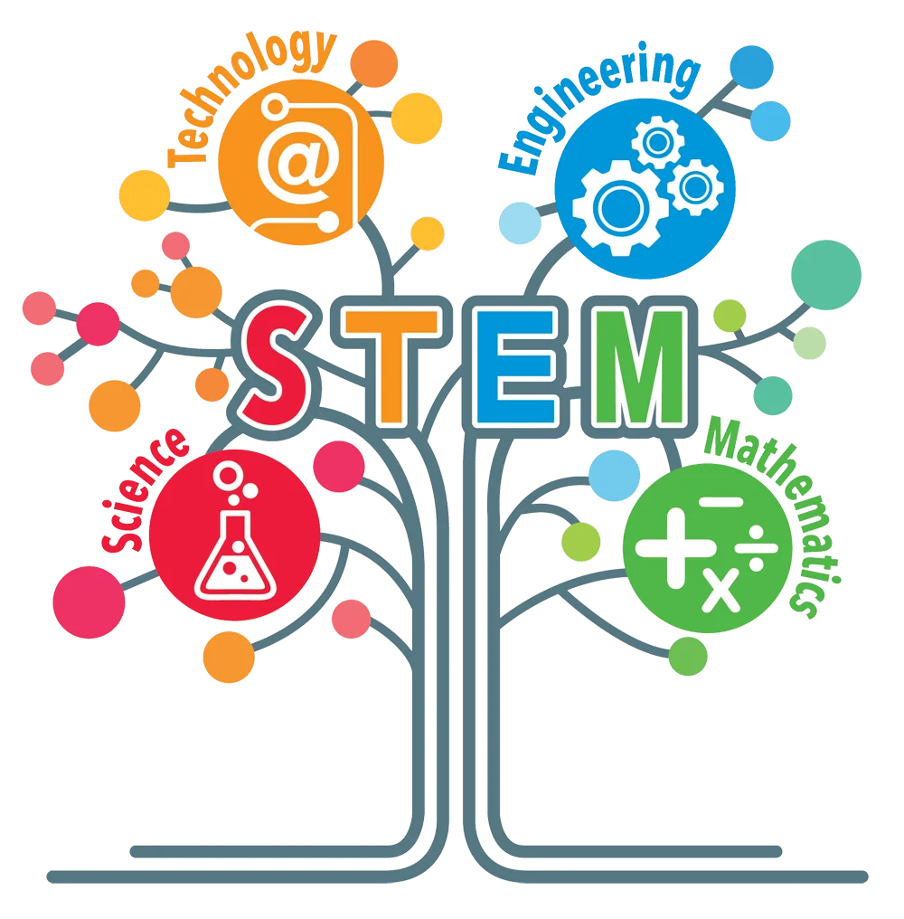 STEM Education Concept Tree Clipart: Interconnected Learning Disciplines Visualization