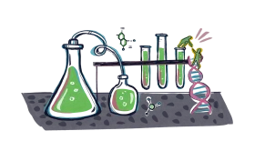 Whimsical Laboratory Science Equipment Cartoon Clipart Illustration