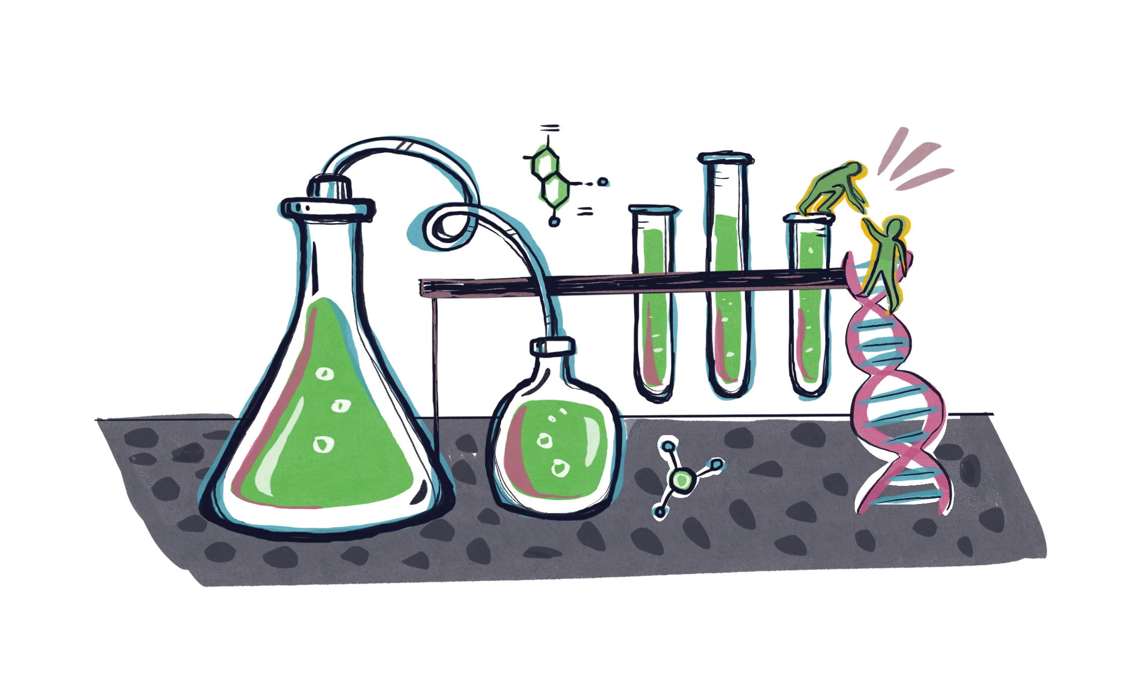 Whimsical Laboratory Science Equipment Cartoon Clipart Illustration