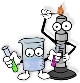Whimsical Science Laboratory Cartoon Characters Exploring Chemistry Clipart