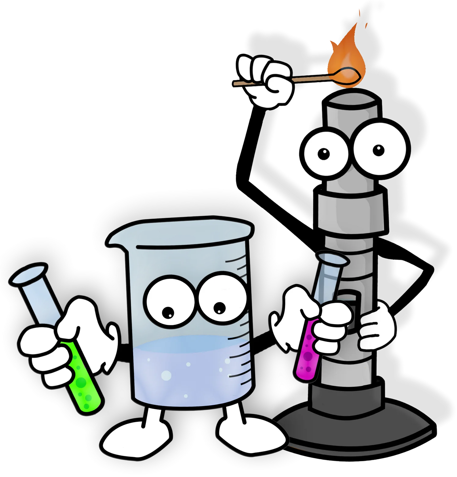 Whimsical Science Laboratory Cartoon Characters Exploring Chemistry Clipart
