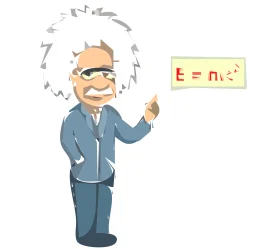 Whimsical Scientific Genius Clipart Illustration with Famous Energy Equation