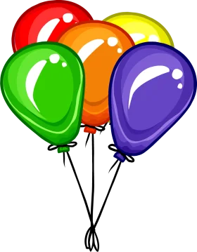 Cheerful Glossy Rainbow-Colored Party Balloons Clipart Design Element