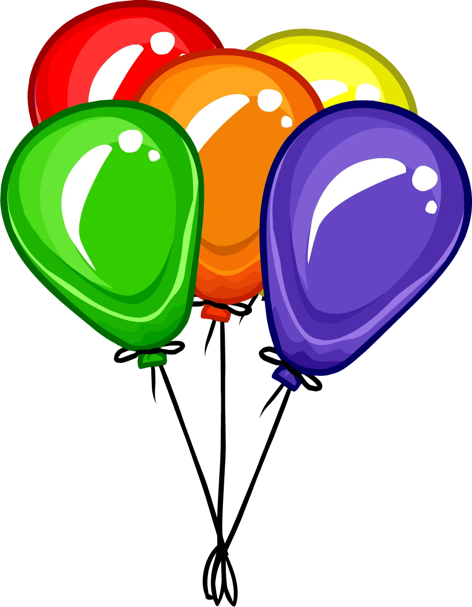 Cheerful Glossy Rainbow-Colored Party Balloons Clipart Design Element
