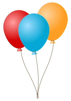 Cheerful Trio of Colorful Party Balloons Floating Clipart Design