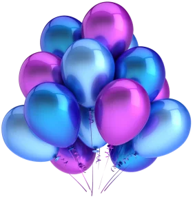 Lustrous Blue and Purple Party Balloons Festive Clipart Design