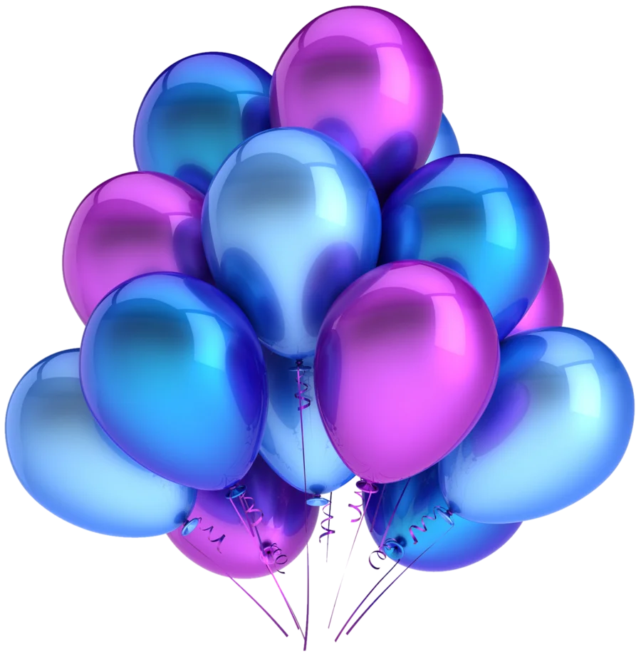 Lustrous Blue and Purple Party Balloons Festive Clipart Design