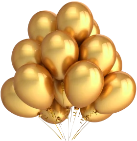 Luxurious Golden Metallic Balloons Clipart: Festive Celebration Decoration