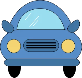 Adorable Blue Cartoon Car Clipart: Playful Transportation Illustration for Kids