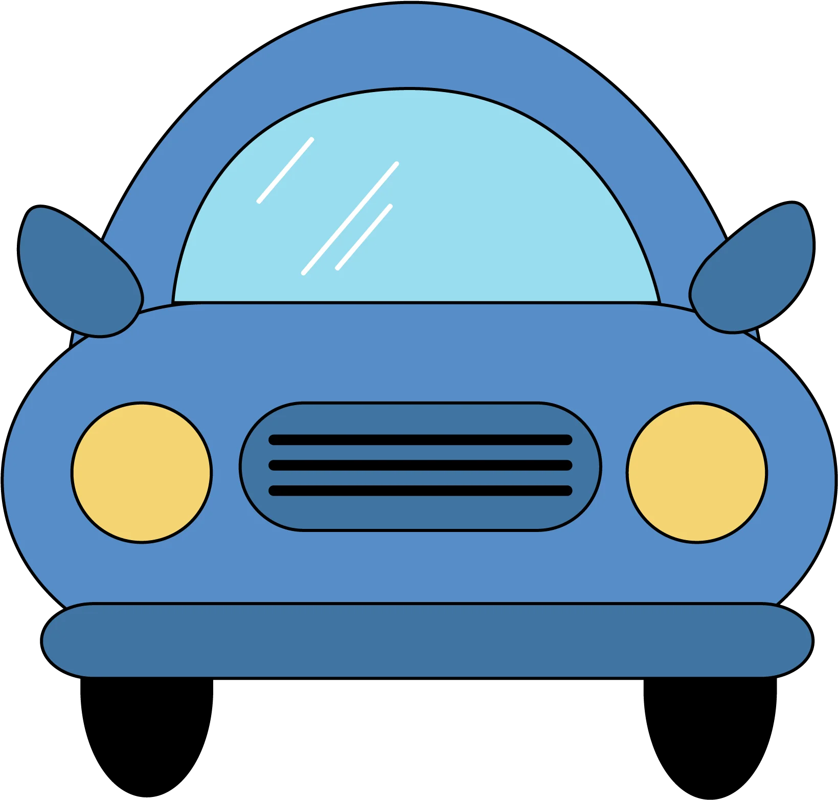 Adorable Blue Cartoon Car Clipart: Playful Transportation Illustration for Kids