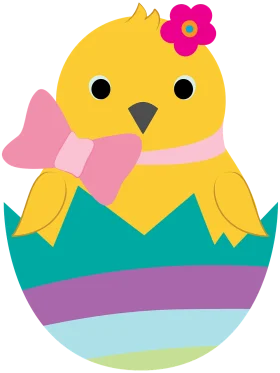 Adorable Easter Chick Clipart Bursting from a Colorful Pastel Eggshell