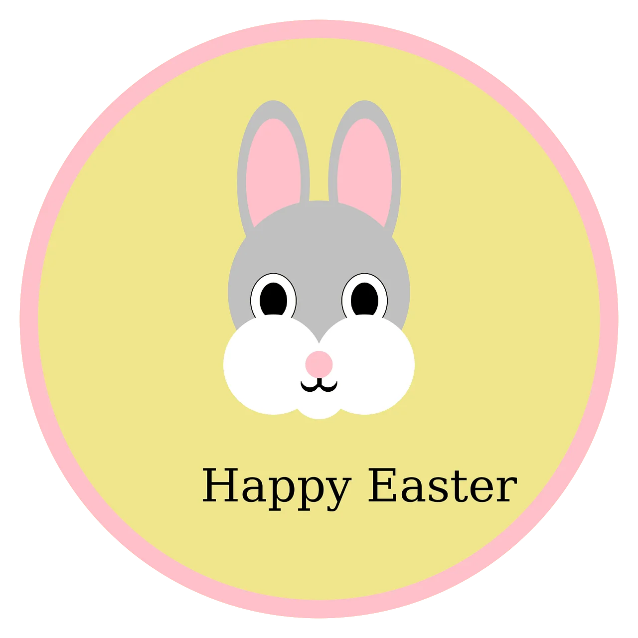 Adorable Gray Bunny Easter Celebration Clipart Design with Soft Pastel Colors