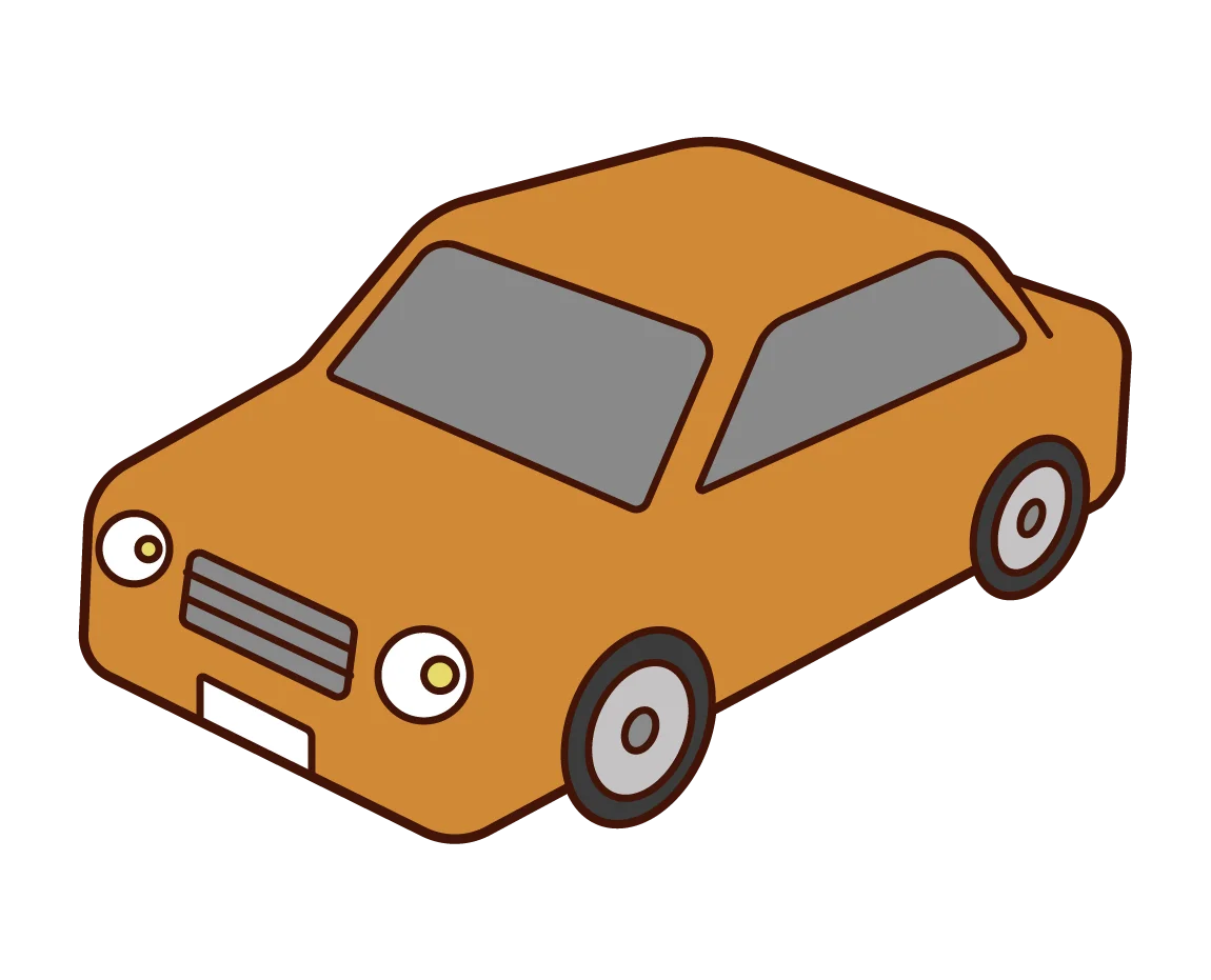 Charming Cartoon-Style Orange Sedan Clipart Illustration for Design Projects