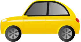 Cheerful Bright Yellow Compact Car Cartoon Clipart Illustration