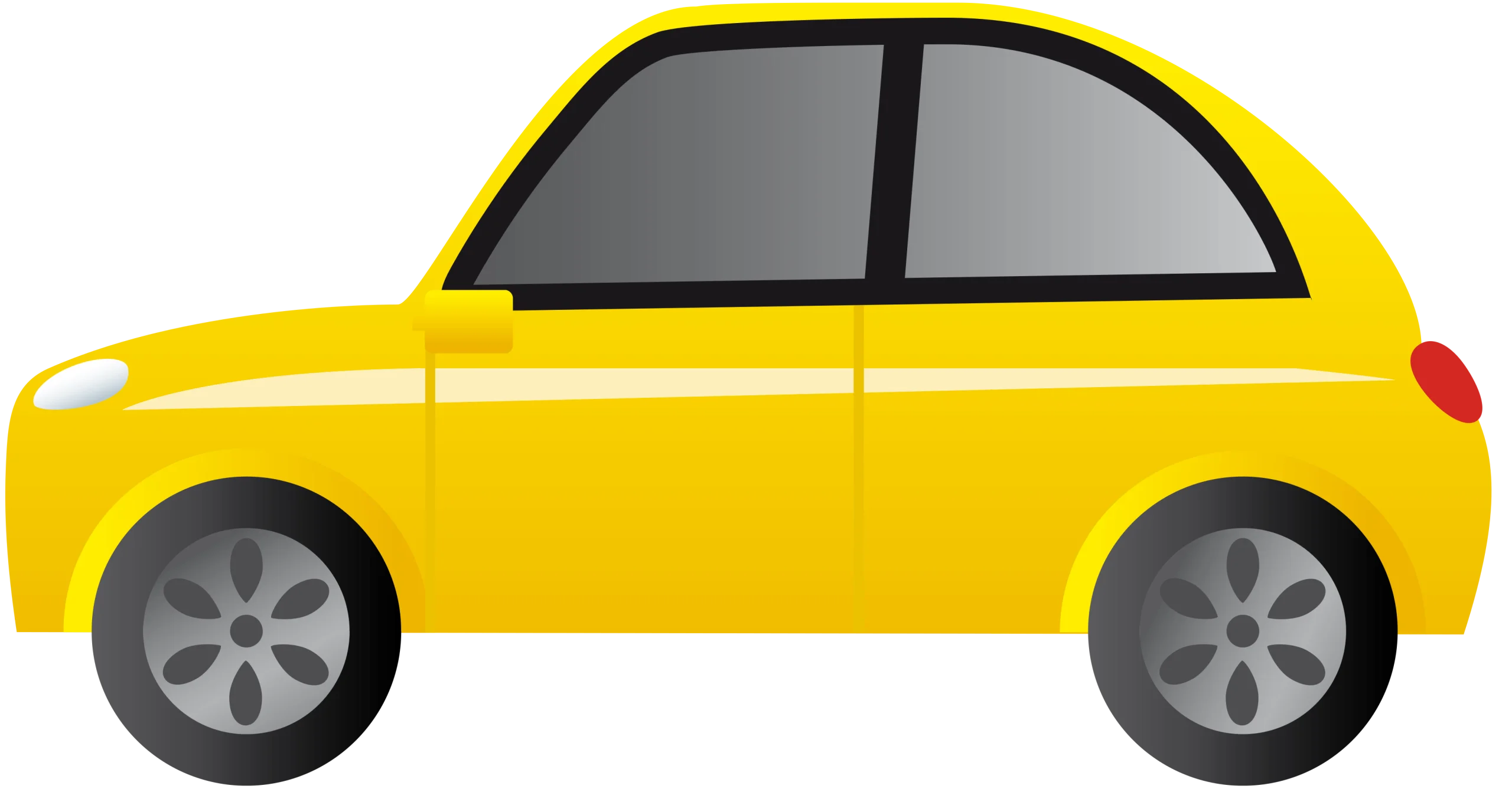 Cheerful Bright Yellow Compact Car Cartoon Clipart Illustration