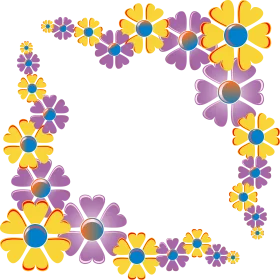 Cheerful Daisy and Heart-Shaped Petal Floral Clipart Border Design