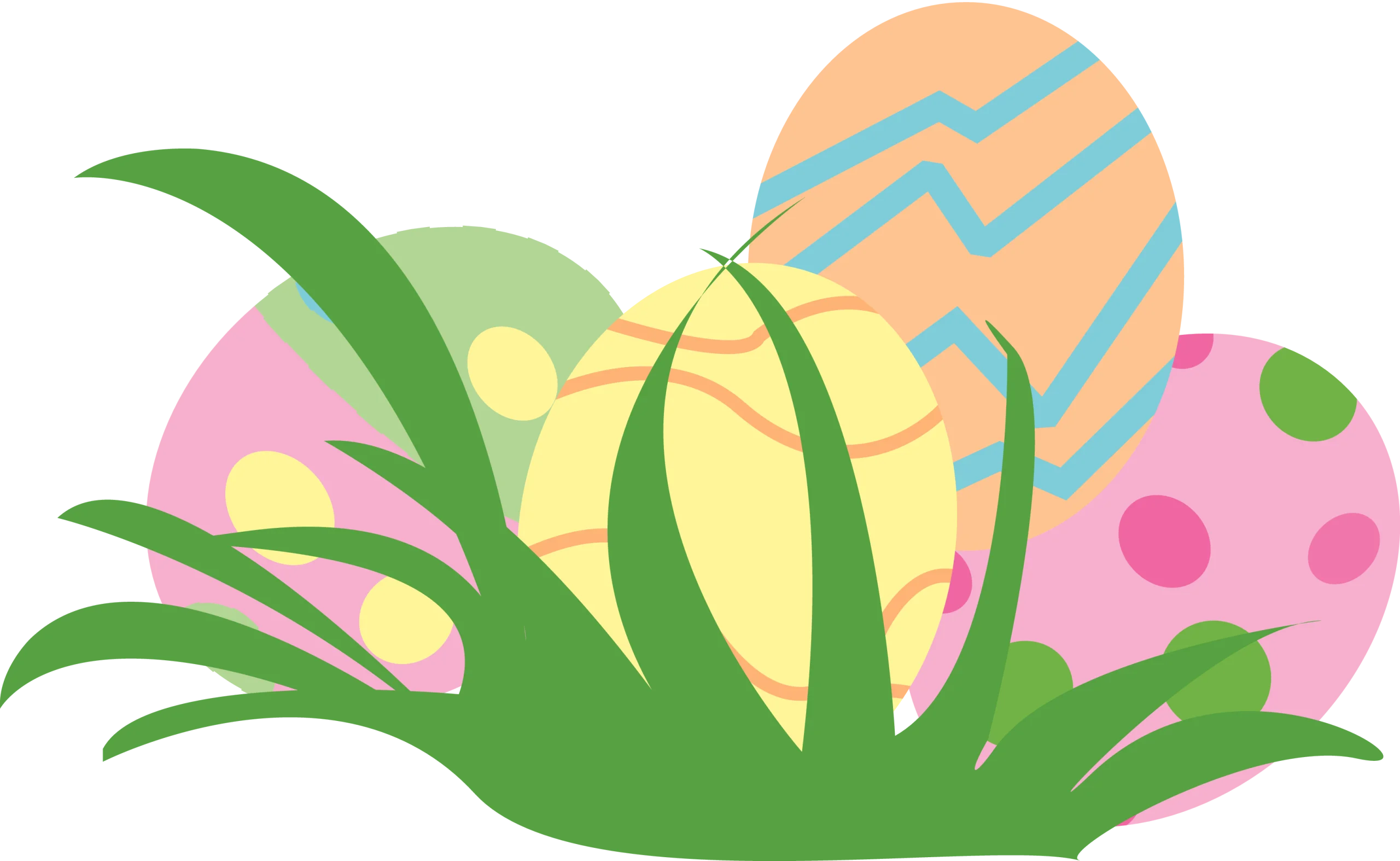 Cheerful Easter Egg Celebration with Lush Green Grass Clipart Design