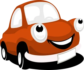 Cheerful Red Cartoon Car Clipart with Expressive Googly Eyes and Friendly Smile