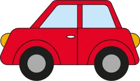 Cheerful Red Compact Cartoon Car Clipart for Kids and Graphic Design