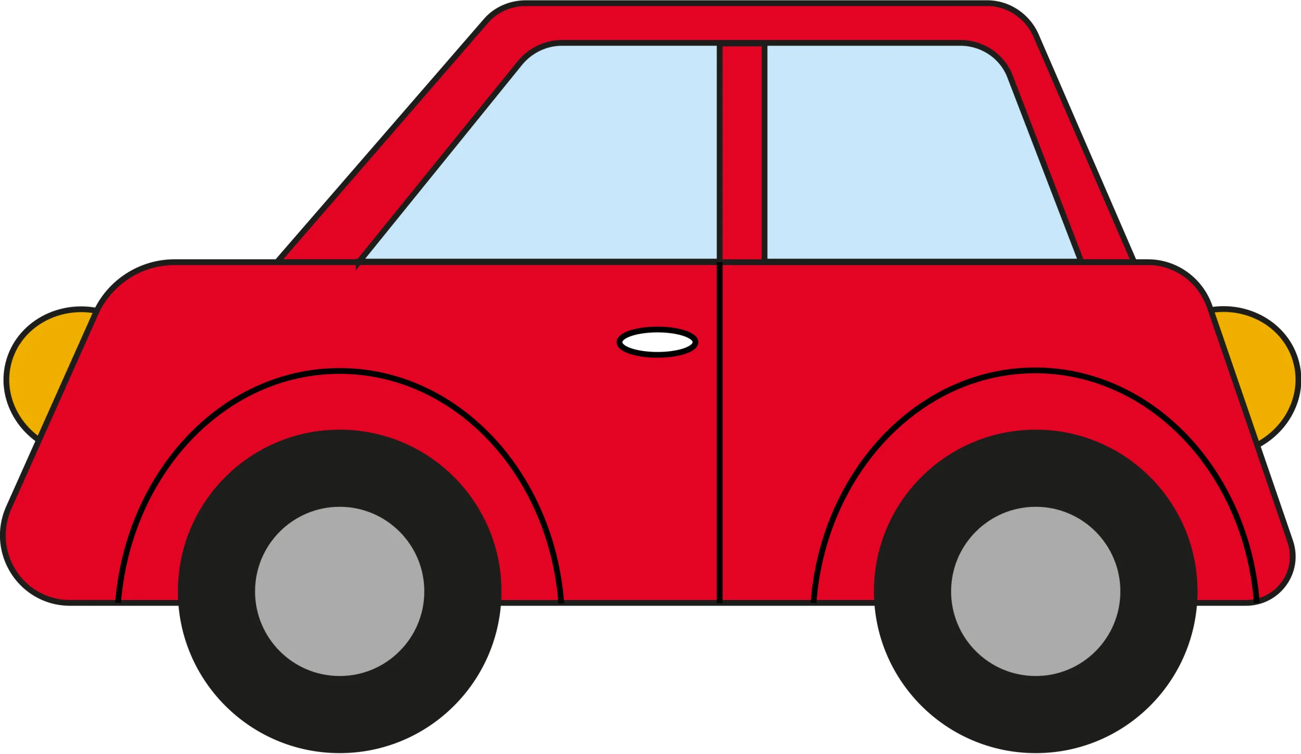 Cheerful Red Compact Cartoon Car Clipart for Kids and Graphic Design