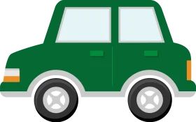 Cute Minimalist Green Compact Car Cartoon Clipart Design Illustration
