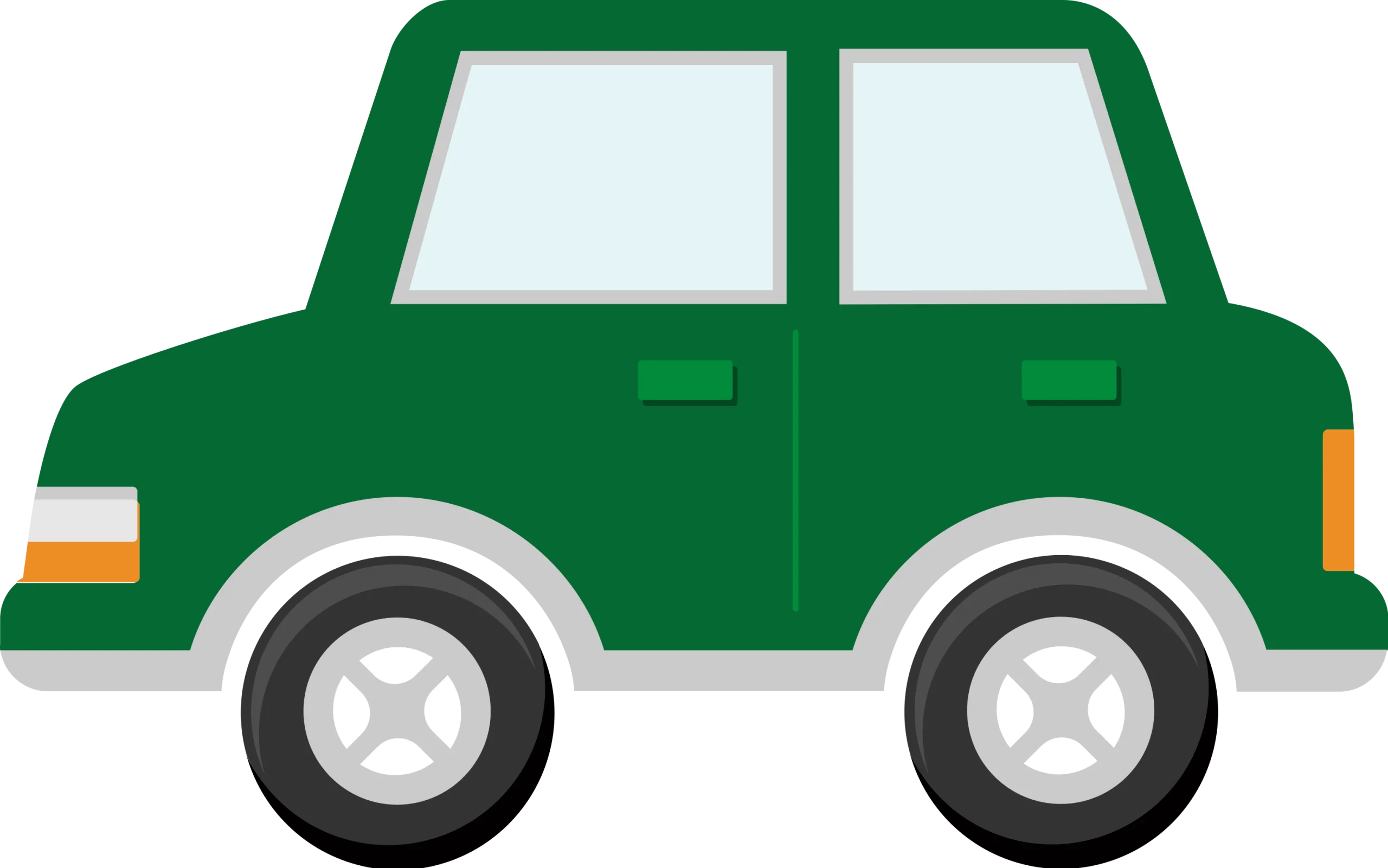 Cute Minimalist Green Compact Car Cartoon Clipart Design Illustration