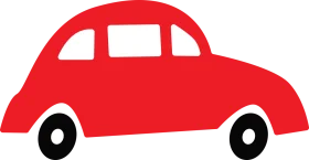 Cute Minimalist Red Beetle-Style Car Simple Cartoon Clipart Design