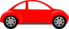 Cute Rounded Red Beetle-Style Automobile Minimalist Clipart Design