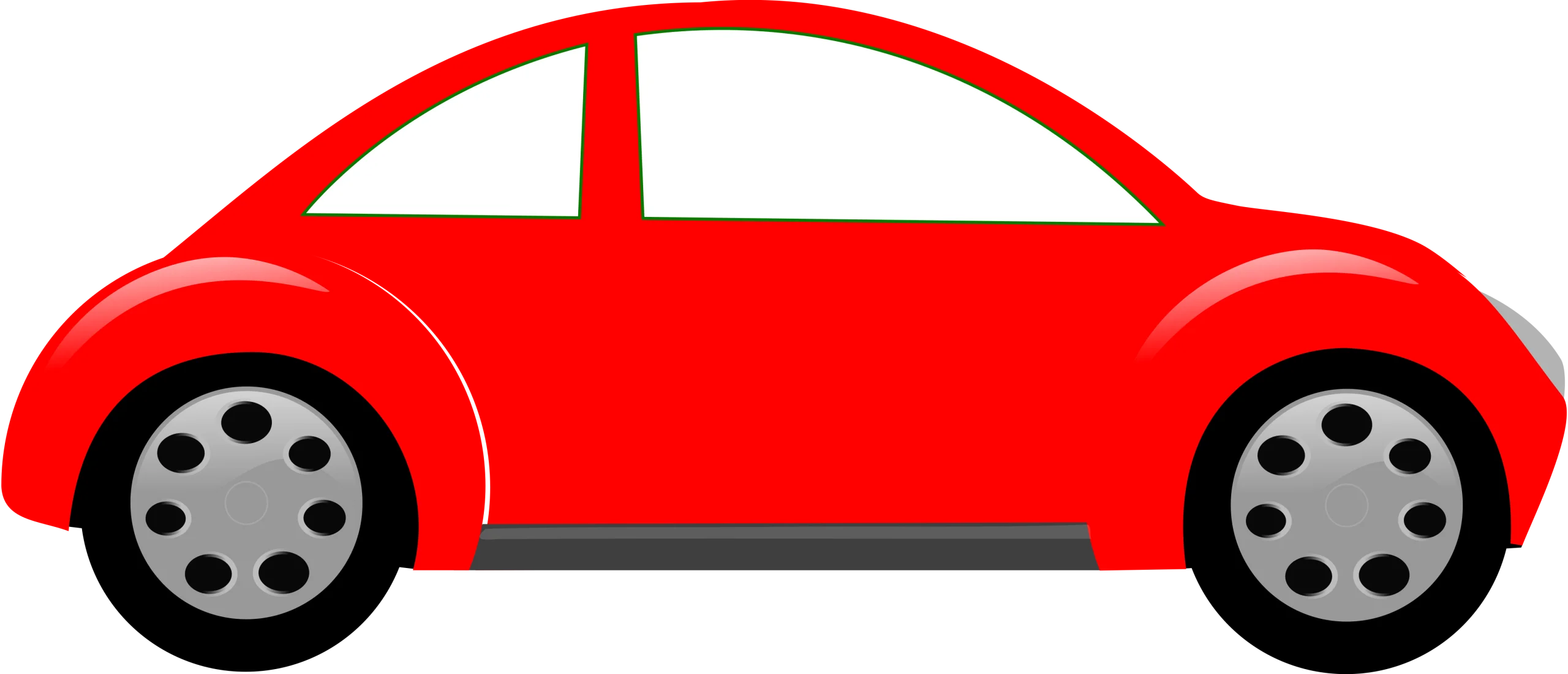Cute Rounded Red Beetle-Style Automobile Minimalist Clipart Design