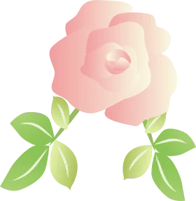 Delicate Pink Rose Clipart with Soft Green Leaves - Elegant Floral Illustration