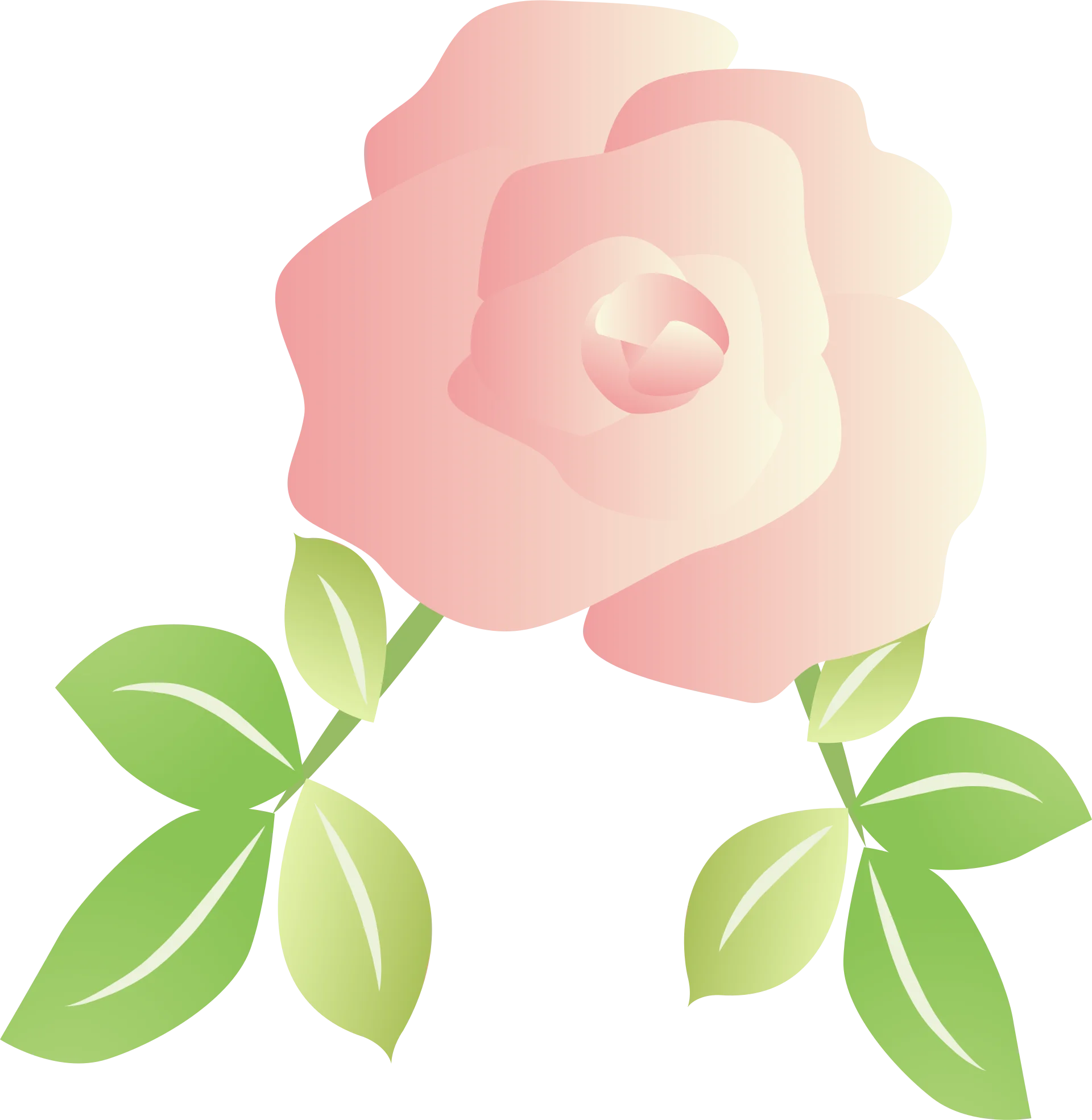 Delicate Pink Rose Clipart with Soft Green Leaves - Elegant Floral Illustration
