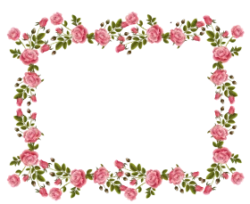 Delicate Pink Rose Garland Floral Clipart Frame with Elegant Green Foliage
